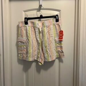 New Wonder Nation Women's Cargo Shorts with Pastel Stripes